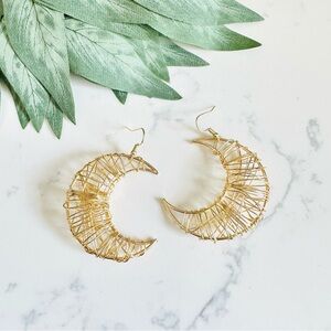 2/$30🌵 Gold Wire Wrapped Crescent Moon Earrings NEW Witchy Boho Jewelry Gift